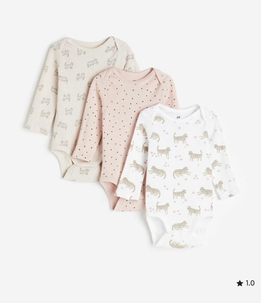 H&M : 3-pack long-sleeved bodysuits