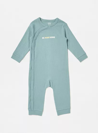 MAX : Pack of 2 - Ribbed Slogan Print Sleepsuit