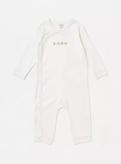 MAX : Pack of 2 - Ribbed Slogan Print Sleepsuit