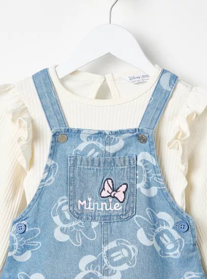 MAX : Minnie Mouse Print Pinafore and Ribbed T-shirt Set