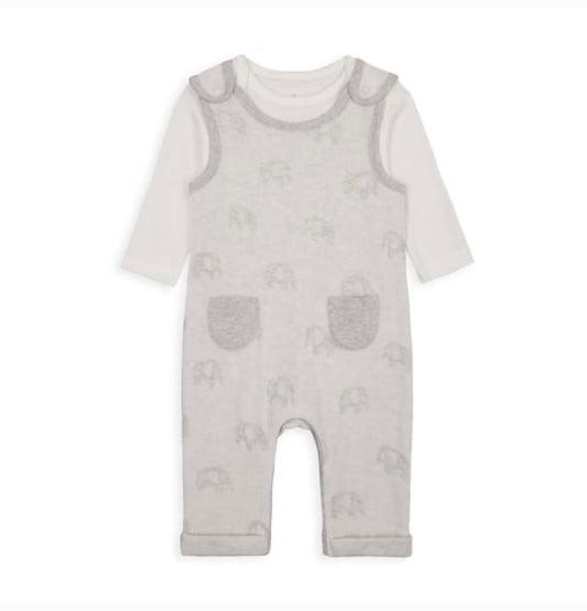 Mothercare grey fleece dungrees set