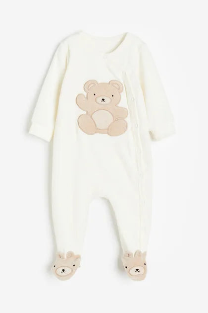 H&M : Velour sleepsuit with full feet