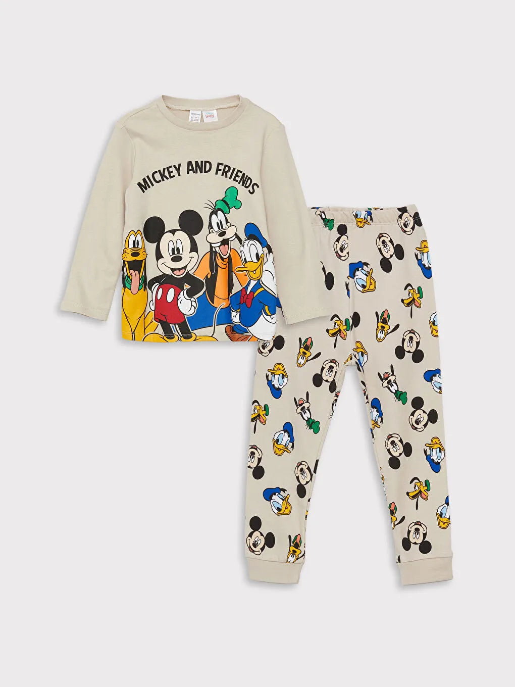 LC WAIKIKI : Crew Neck Mickey Mouse Printed Baby Boy Pajamas Set %100 COTTON