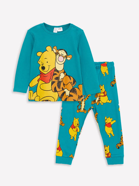 LC WAIKIKI : Crew Neck Long Sleeve Winnie The Pooh Printed Baby Boy Pajama Set % 100 Cotton